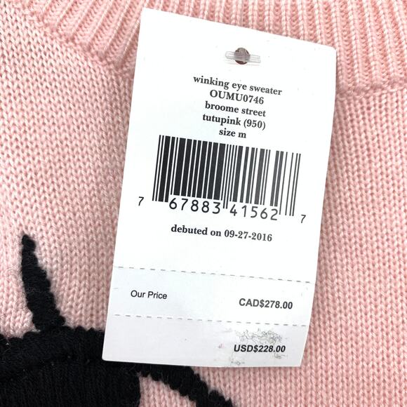 Kate Spade Winking Eye Sweater Womens Size Medium Tutu Pink Crew Neck NEW - Picture 6 of 7